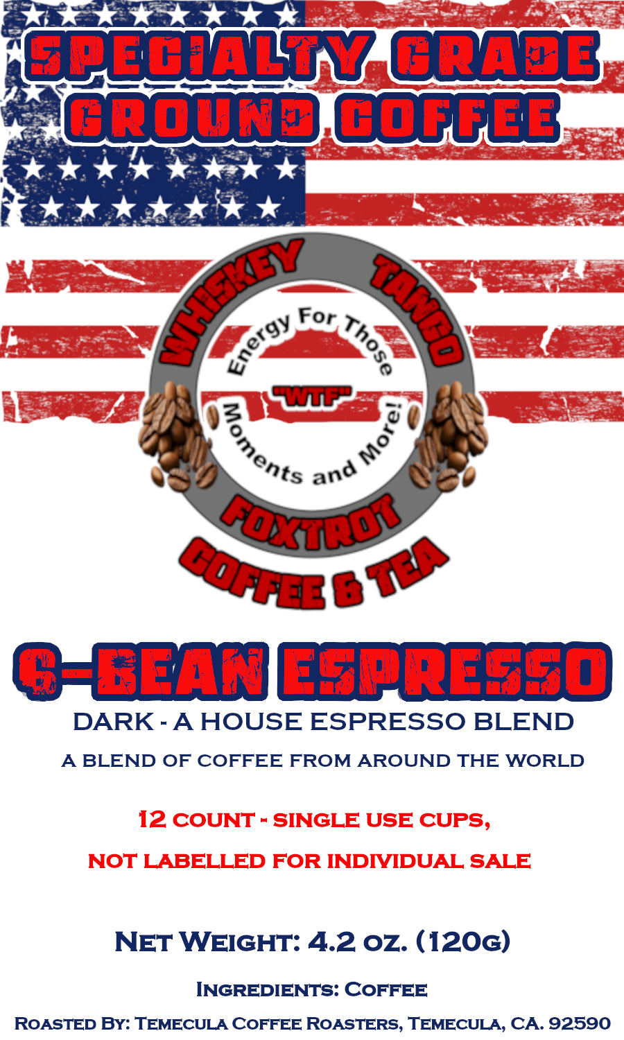6-Bean Espresso Blend - 12 count single use cups